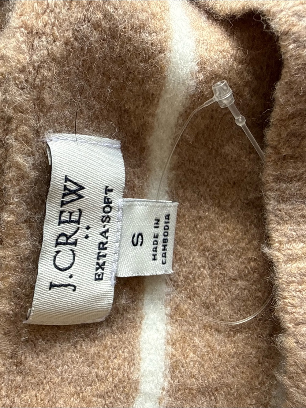 J. Crew Extra-Soft Knit Sweater in Camel with Cream Stripe